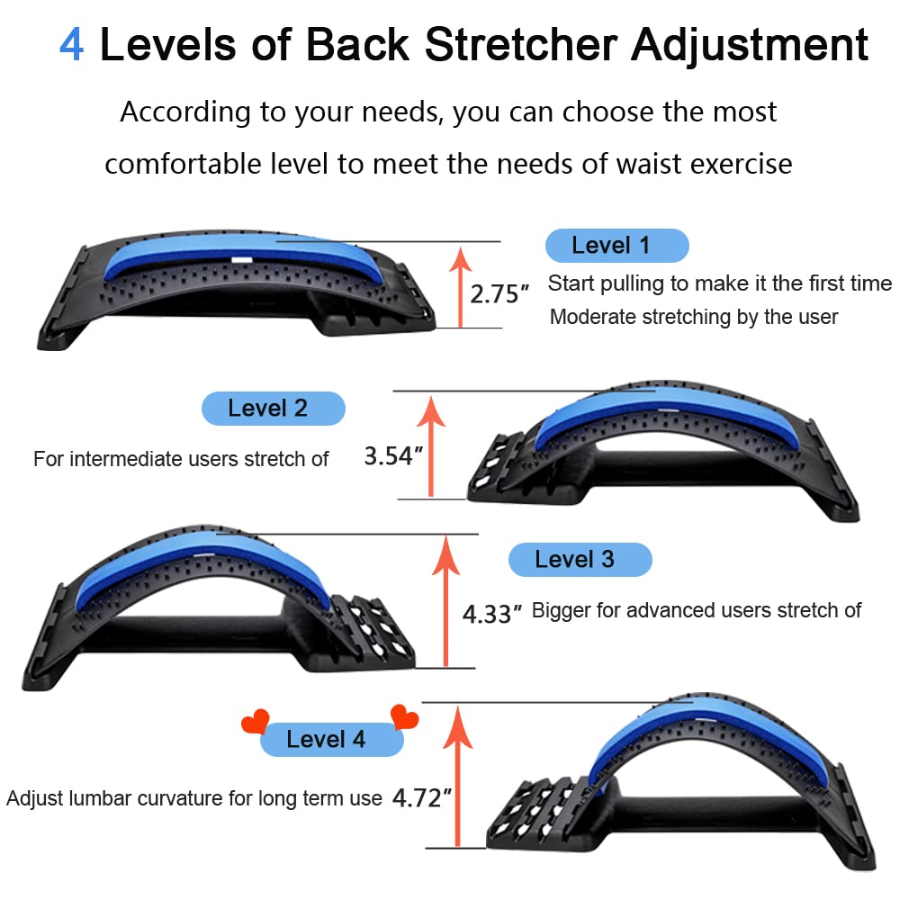 Back Stretcher for Lower Back Pain Relief,  Multi-Level Lumbar Support Stretcher Spinal Back Massager