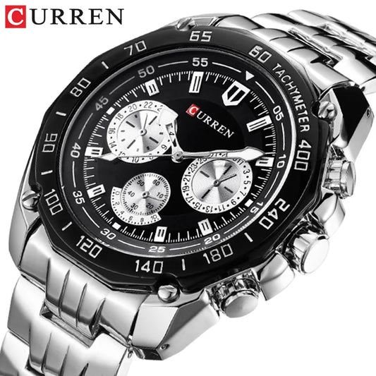 CURREN 8077 High Quality Men Quartz Movement Watch Stainless Steel Strap Wristwatch Fashion Business Sports Style Wrist Watches