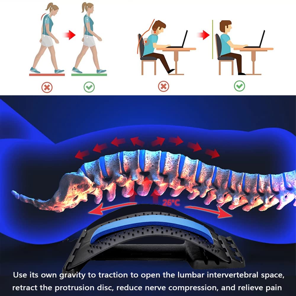 Back Stretcher for Lower Back Pain Relief,  Multi-Level Lumbar Support Stretcher Spinal Back Massager