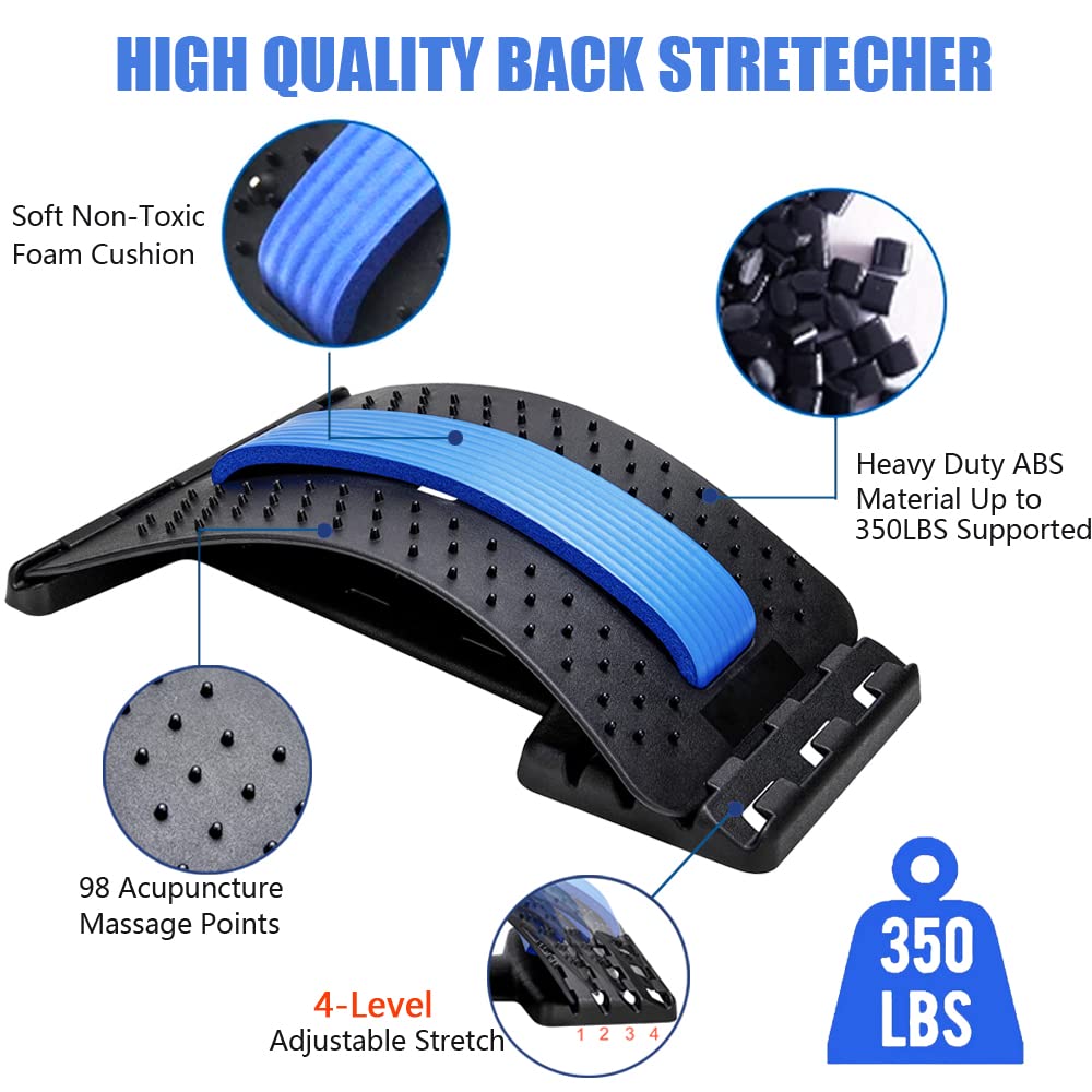 Back Stretcher for Lower Back Pain Relief,  Multi-Level Lumbar Support Stretcher Spinal Back Massager