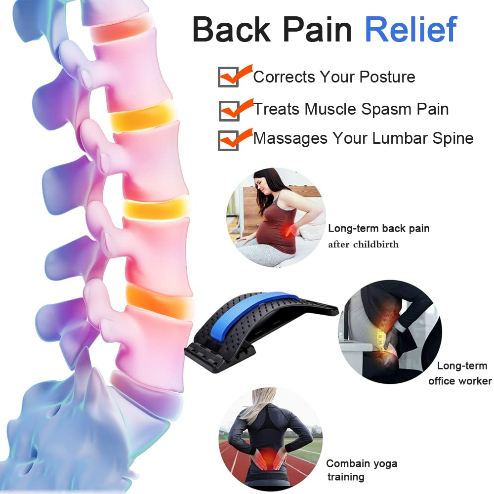 Back Stretcher for Lower Back Pain Relief,  Multi-Level Lumbar Support Stretcher Spinal Back Massager