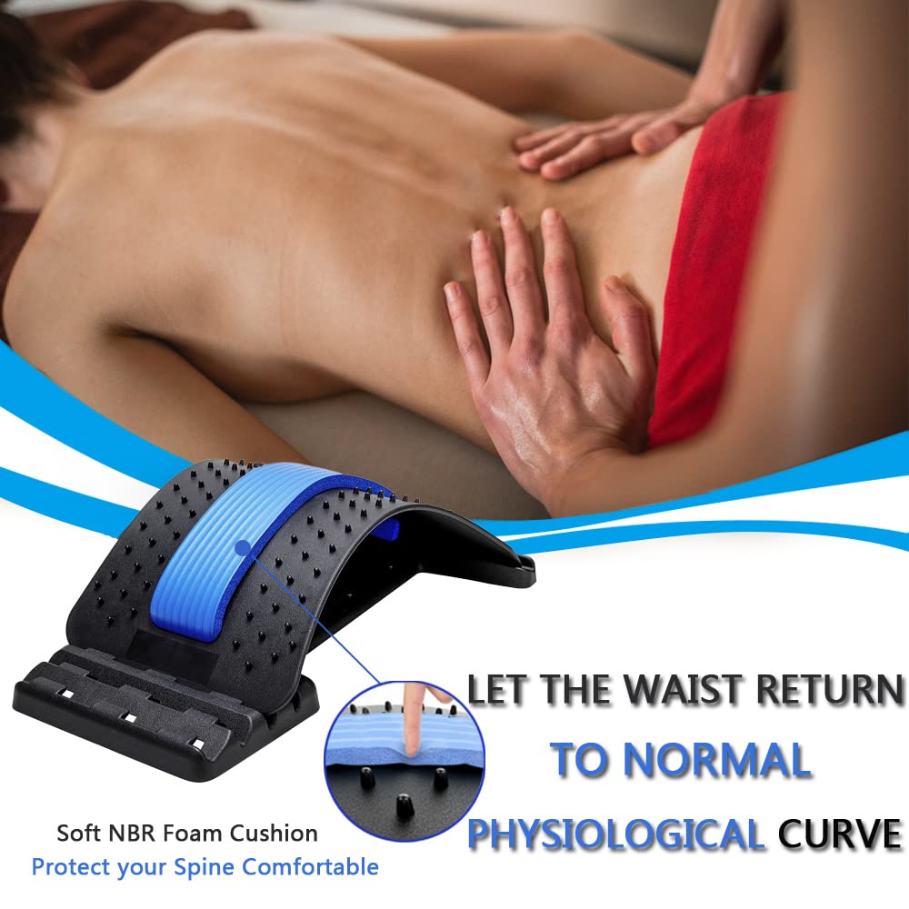 Back Stretcher for Lower Back Pain Relief,  Multi-Level Lumbar Support Stretcher Spinal Back Massager